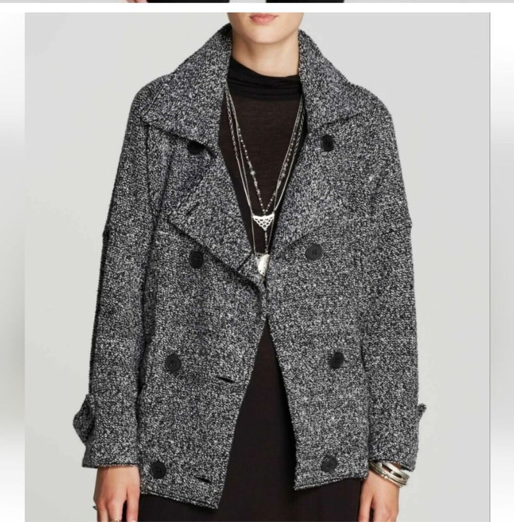 Free people oversized wool like slouchy moto /peacoat jacket